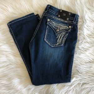 Miss Me Rhinestone Dark Denim Easy Boot Jeans